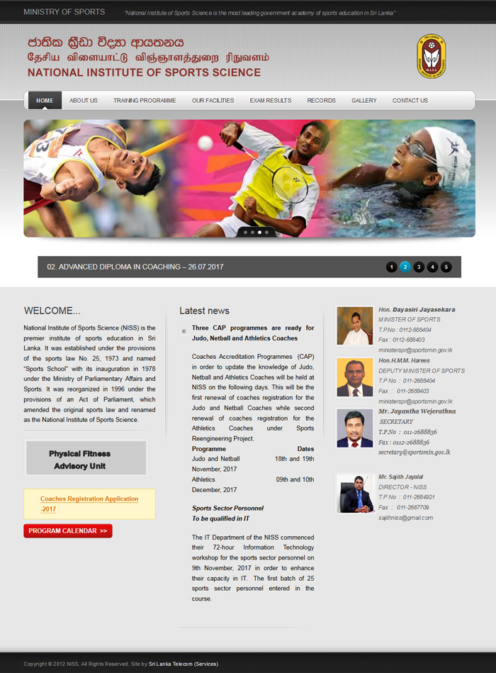 National Institute of Sports Science – web